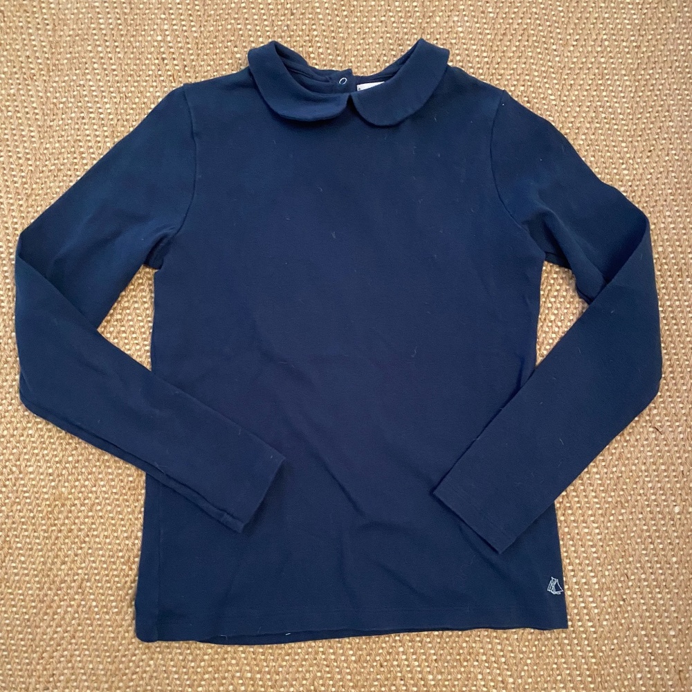PETIT BATEAU GIRLS SIZE 12 COTTON  COLLAR SHIRT